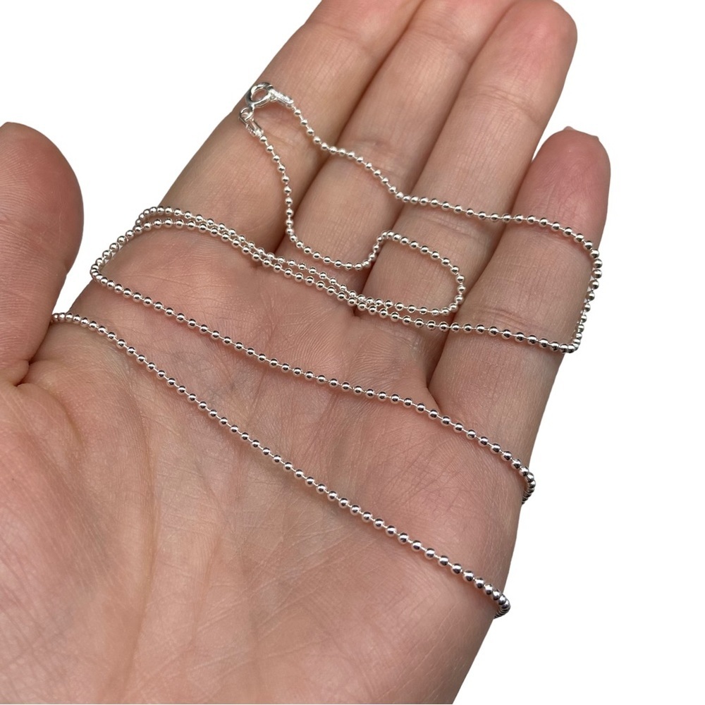 16” Sterling Silver Ball Beaded Chain Necklace Solid 925 Italy Italian Layering - Picture 4 of 9